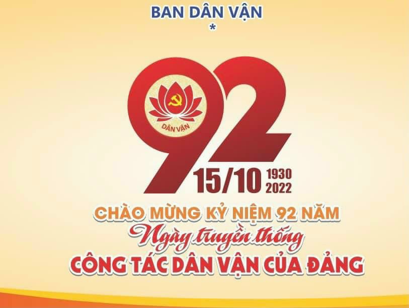 Image: Chào mừng kỷ niệm 92 năm ngày truyền thống công tác Dân vận của Đảng (15/10/1930 - 15/10/2022)